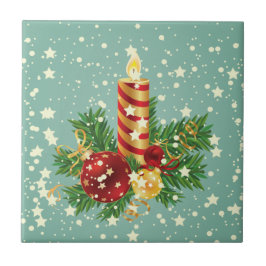 Vela De Natal E Flocos De Neve