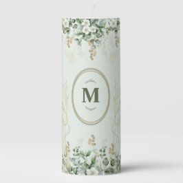 Vela do Pilar Floral Personalizado Elegante