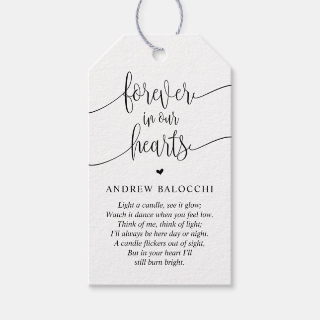 Vela Memorial Moderna, Etiqueta de Serviço Funeral (Frente)