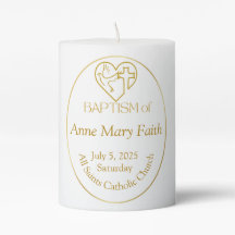 Vela Personalizada de Batismo Oval Dourada
