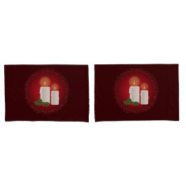 Velas Brancas De Natal Em Vermelho Com Holly