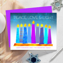 Velas de Hanukkah Turquesa Econômicas Cartão Paz A