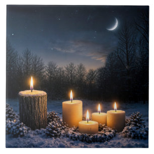 Velas do Solstício de Inverno na Lua da Neve