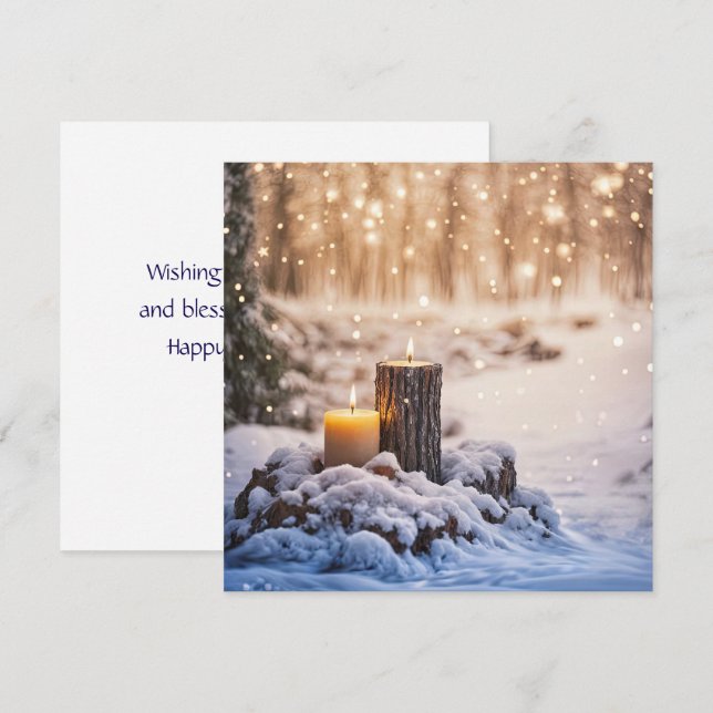 Velas do Solstício de Inverno na Neve (Frente/Verso)