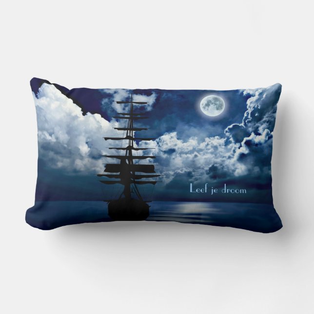 Veleiro com lua cheia Leef jamais droom almofadas (Frente)