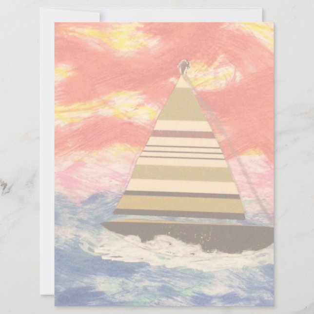 Veleiro Com Papel De Escrapão De Velas Descartado (Frente)