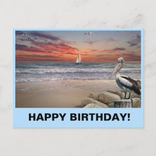 Velero em um cartão postal de aniversário