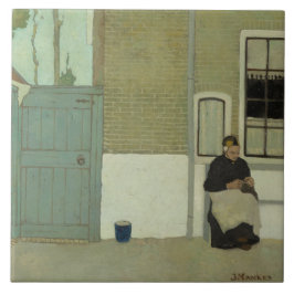 Velha holandesa em frente à sua casa (Jan Mankes)