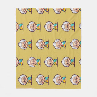 Velha senhora com cobertor de galinha