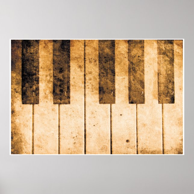 Velhas Chaves de Piano Poster de Arte Musical (Frente)