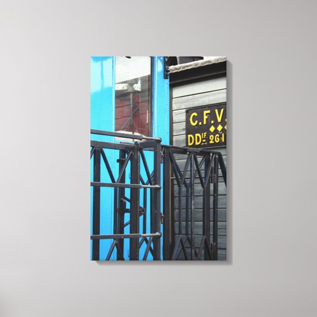 Velho Comboio A Vapor Le Mastrou Blue Wagon Canvas (Frente)