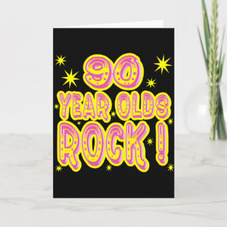 velhos de 90 anos Rock! Cartão de Saudação (Rosa)