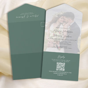 Vellum Photo Overlay Verde Elegante   RSVP de Códi
