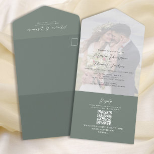 Vellum Photo Overlay Verde Elegante   RSVP de Códi