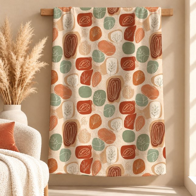 Velo Arte de Design de Cobertor em Formas Boho de Cobre (Modern Rust Copper Boho Shapes Blanket Design Art)
