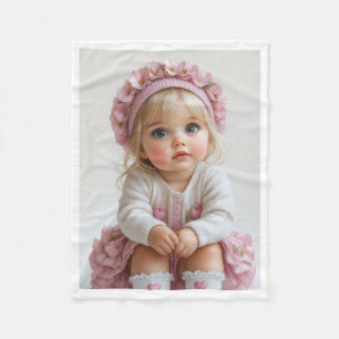 Velo Bebê Menina Fofa com Cobertor de Fleece Coroa Flor