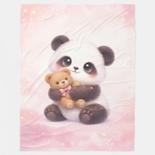 Velo Bebê Panda Fofo com Cobertor de Fleece de Urso de