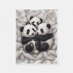 Velo Bebês Pandas Fofos Abraçados Cobertor de Fleece