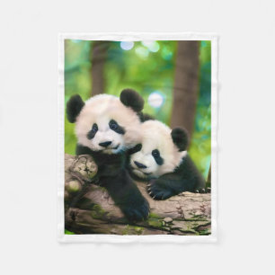 Velo Bebês Pandas Fofos Brincando no Cobertor de Fleece