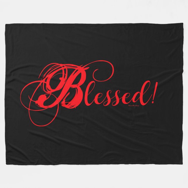 Velo Bendito! Cobertor de Fleece (Preto/Vermelho) (Frente (Horizontal))