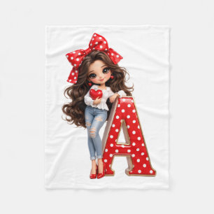 Velo Boneca Fofa com Cobertor de Fleece de Letra A com