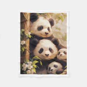 Velo Cobertor Árvores Família de Panda Fofa