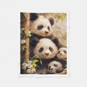 Velo Cobertor Árvores Família de Panda Fofa