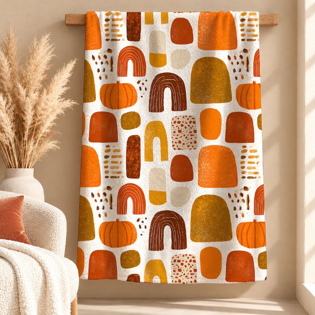 Velo Cobertor Boho Abstrato em Tons de Mostarda e Arco- (Abstract Sage Mustard Boho Rainbow Cozy Blanket)