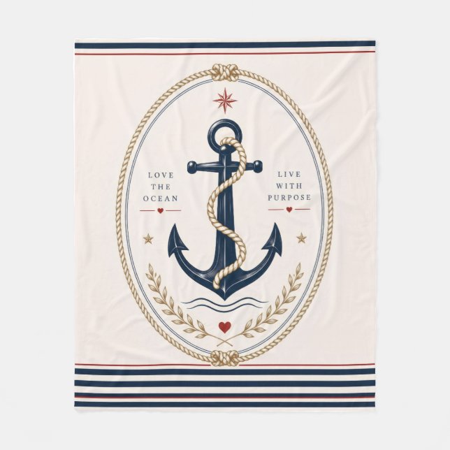 Velo Cobertor Clássico de Marinheiro com Tema Náutico (Frente)