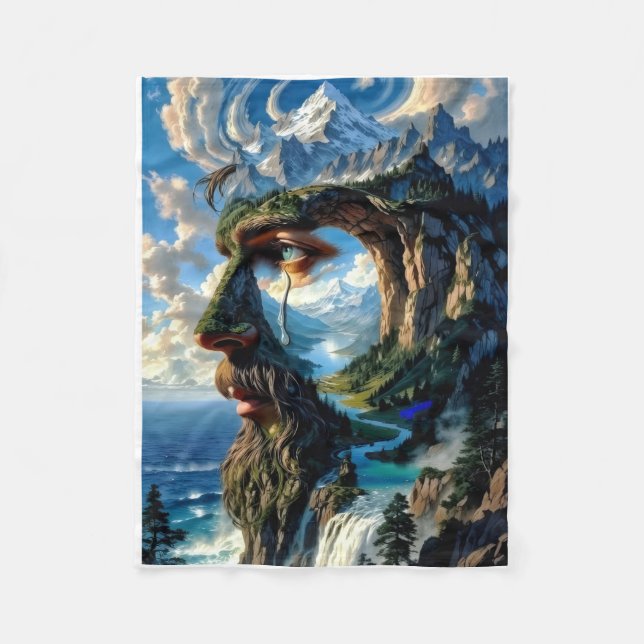 Velo Cobertor com Face de Montanha da Natureza Surreal  (Frente)