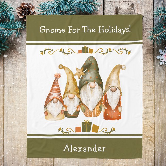 Velo Cobertor com Nome de Presente de Gnomos Engraçados (Funny Gnomes Gift Blanket with Name)