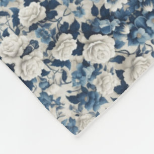 Velo Cobertor com Padrão de Damasco Floral Azul