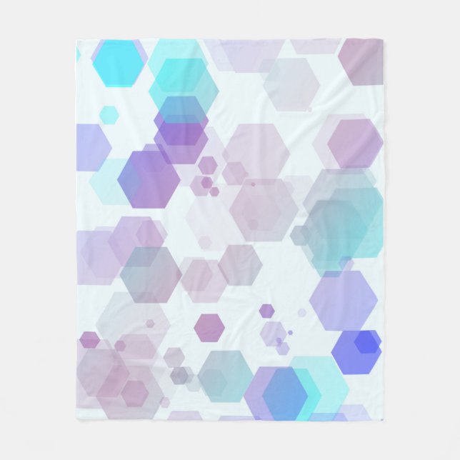 Velo Cobertor com padrão de hexágono azul-roxo abstrato (Frente)