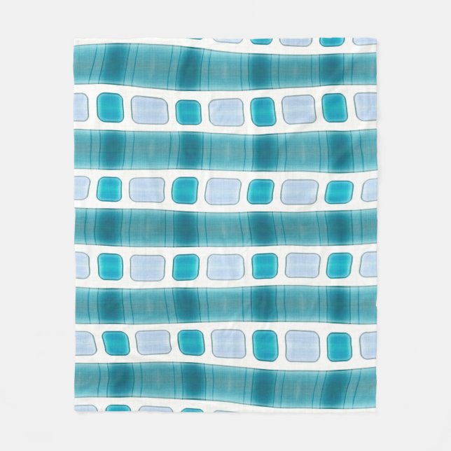Velo Cobertor com padrão de listras moderno azul e aqua (Frente)