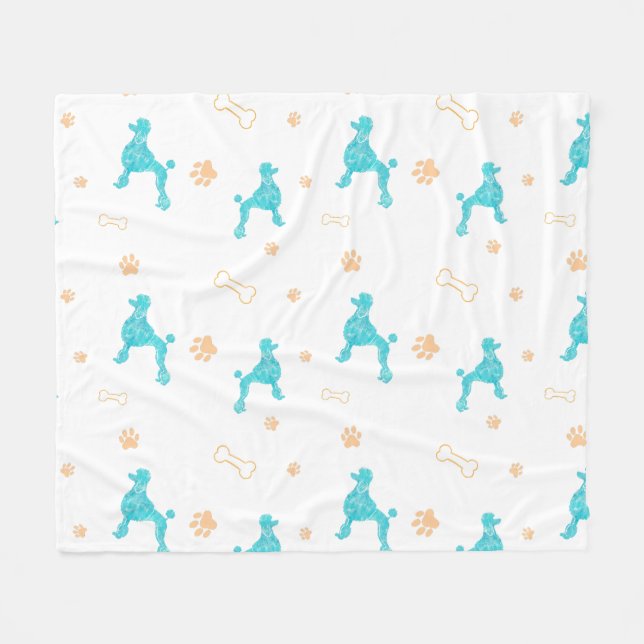 Velo Cobertor com Silhueta de Poodle Azul Pastel Minima (Frente (Horizontal))