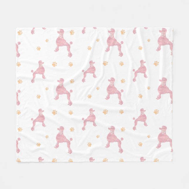 Velo Cobertor com Silhueta de Poodle Rosa Pastel Mínimo (Frente (Horizontal))