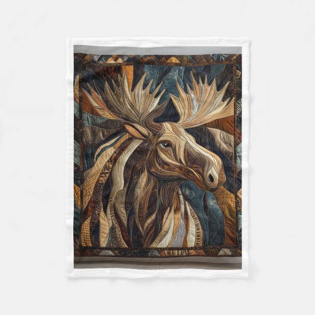 Velo Cobertor de Antlers de Alce em Patchwork (Frente)