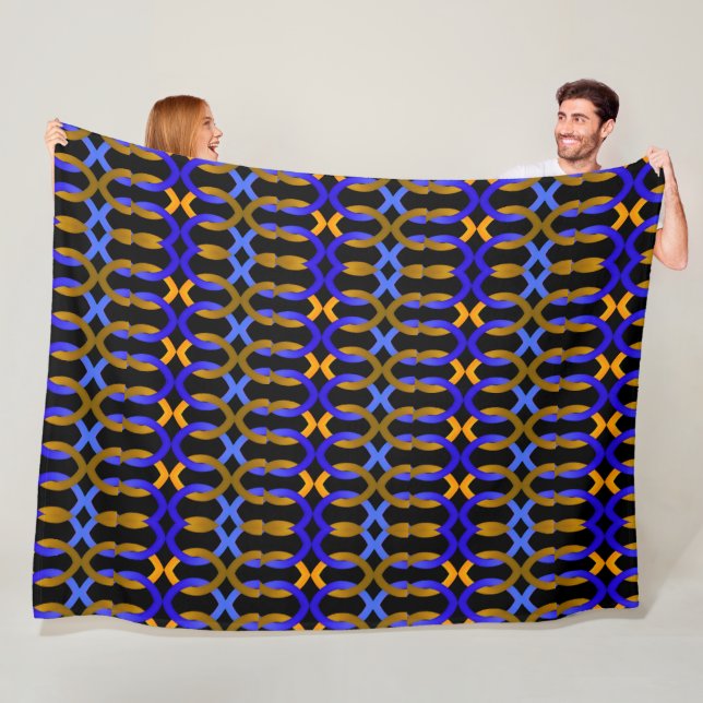 Velo Cobertor de Arte com Cadeia de Elos Azul Dourado (In Situ)