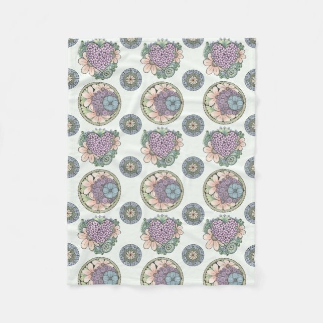 Velo cobertor de arte de rabo e flores. (Frente)