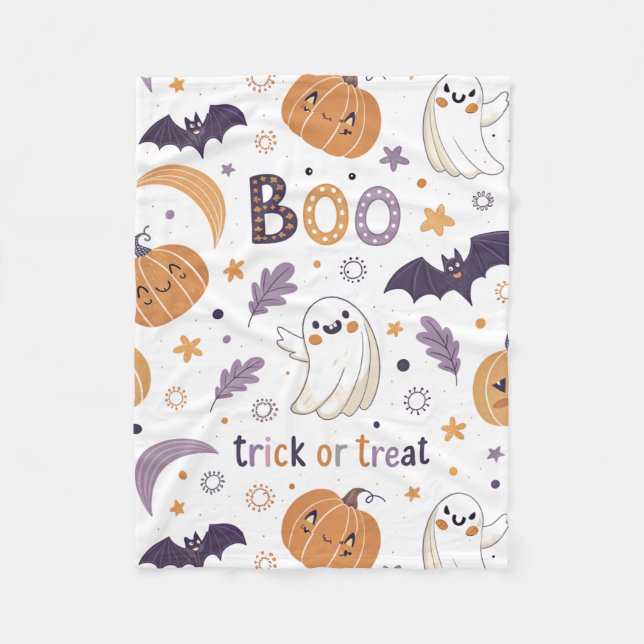 Velo Cobertor de Bebê de Fantasma e Abóbora de Hallowee (Frente)