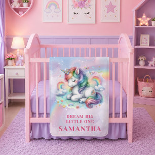 Velo Cobertor de Bebê Dia Mágico Unicórnio Pastel Brilh