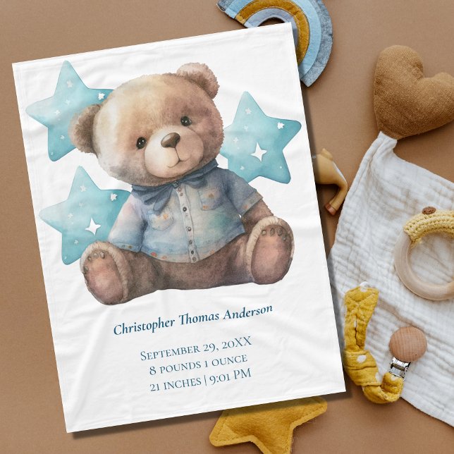 Velo Cobertor de Bebê Estatísticas de Nascimento Urso A (Criador carregado)