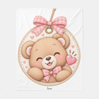 Velo Cobertor de Bebê Personalizado com Nome Urso de Pe