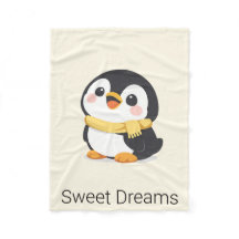 Cobertor de Bebê Personalizado com Pinguim Chibi F
