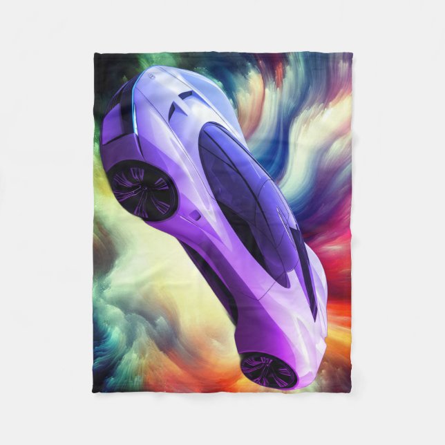 Velo Cobertor de Bebê Personalizado Com um Carro Roxo N (Frente)