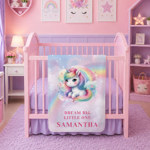 Velo Cobertor de Bebê Rosa Roxo Unicórnio Mágico Aniver