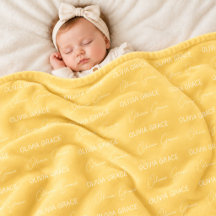 Cobertor de Berço de Nome de Bebê Amarelo Personal