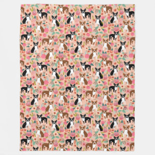 Velo cobertor de Boston Terriers - design de flores