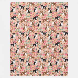 Velo cobertor de Boston Terriers - design de flores