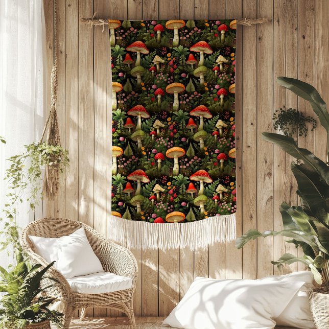 Velo Cobertor de Cogumelos da Vida Rural em uma Florest (Rural Life Blanket Mushrooms in a Cozy Woodland)